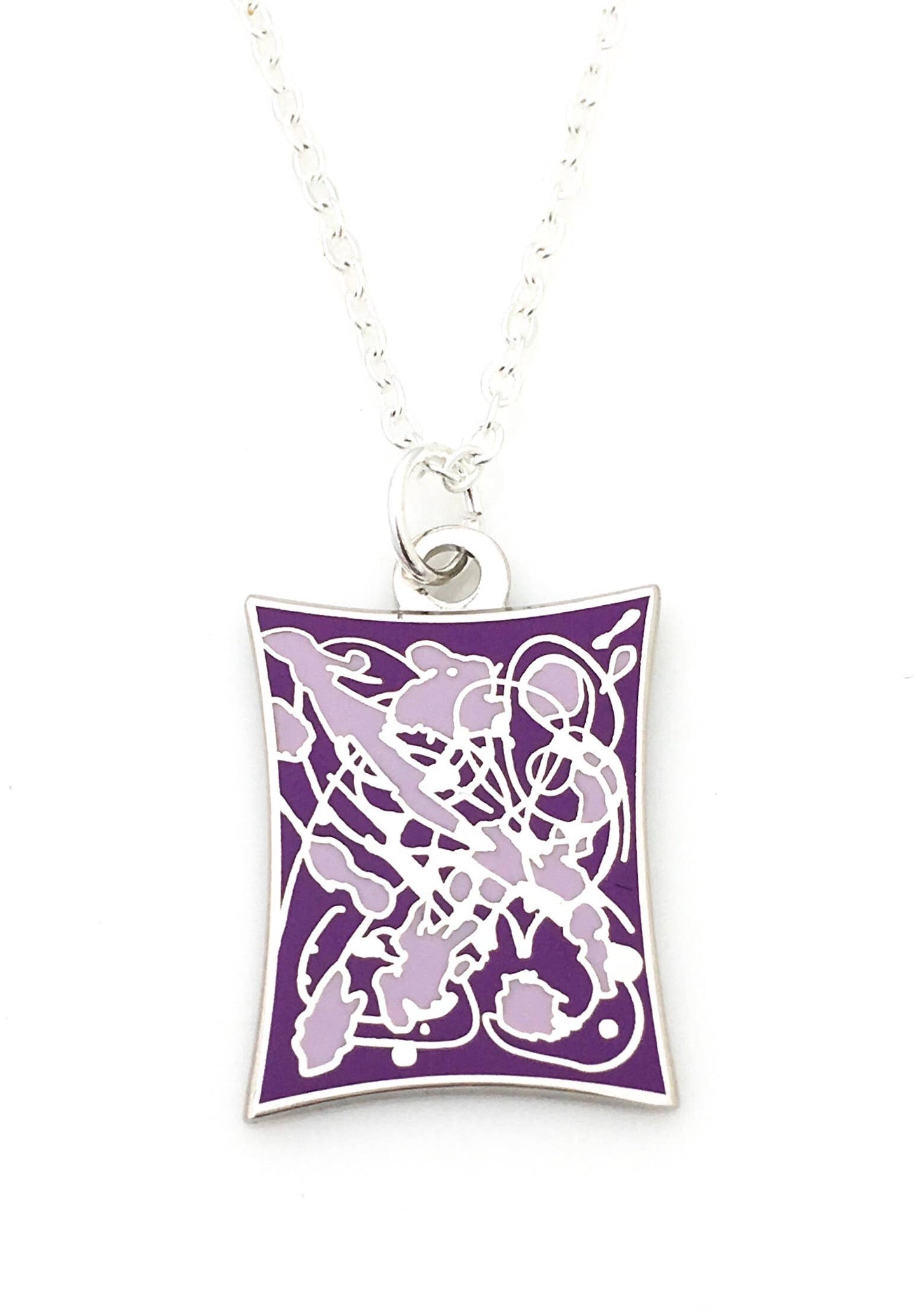 Necklace with a splatter design in purple