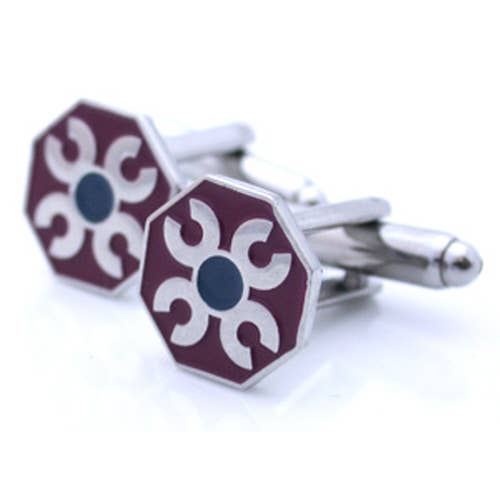 Octagonal Enamel Cufflinks in Amber