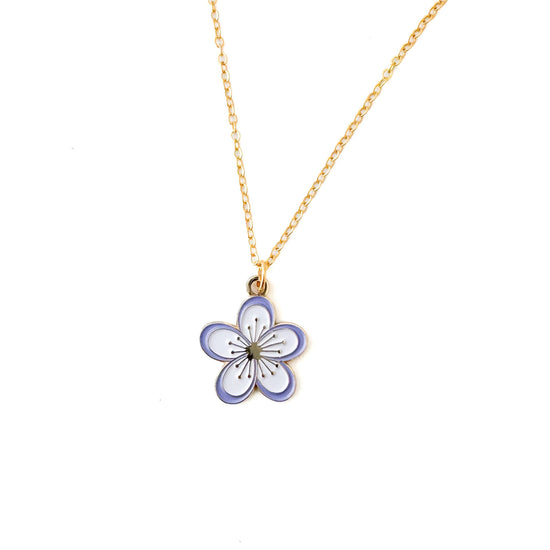 Blossom mauve necklace in gold – cherry blossom inspired jewelry