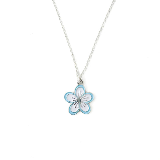 Blossom blue necklace in silver  cherry blossom inspired jewelry