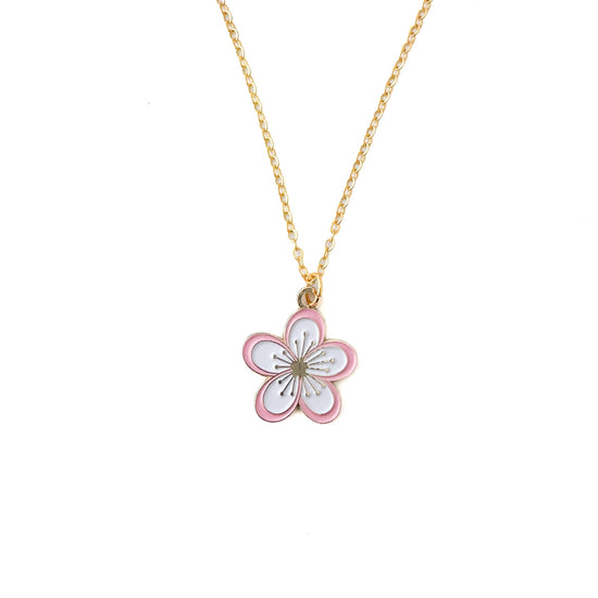 Blossom pink necklace in gold – cherry blossom inspired jewelry