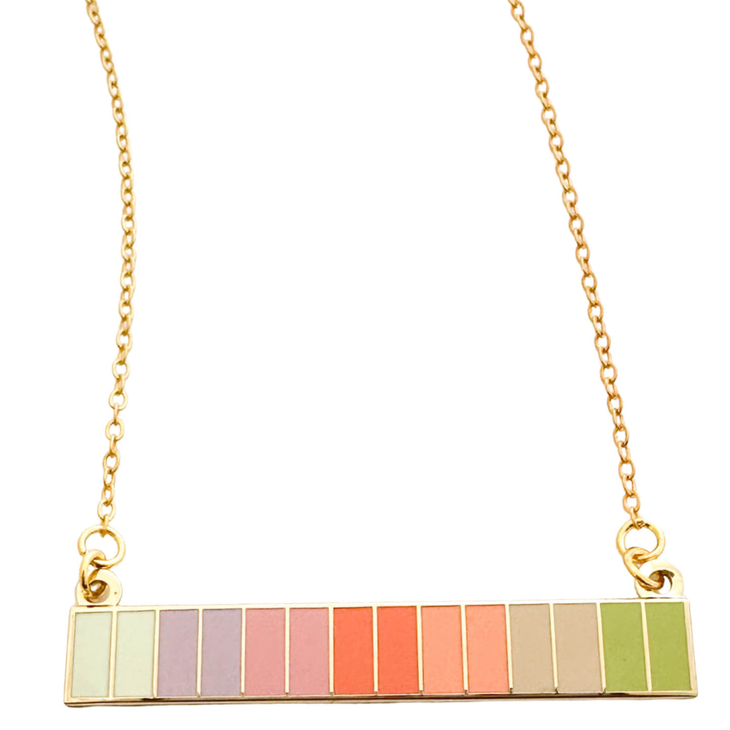 coral palette gold necklace