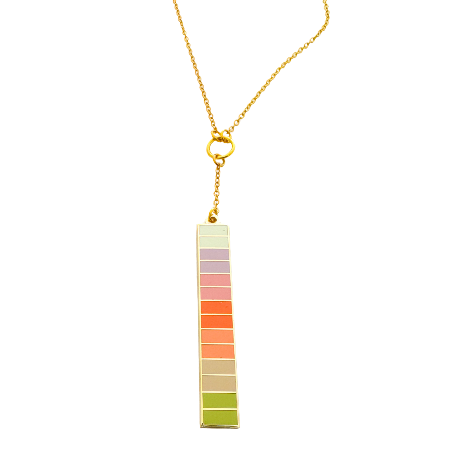 color study coral lariat necklace