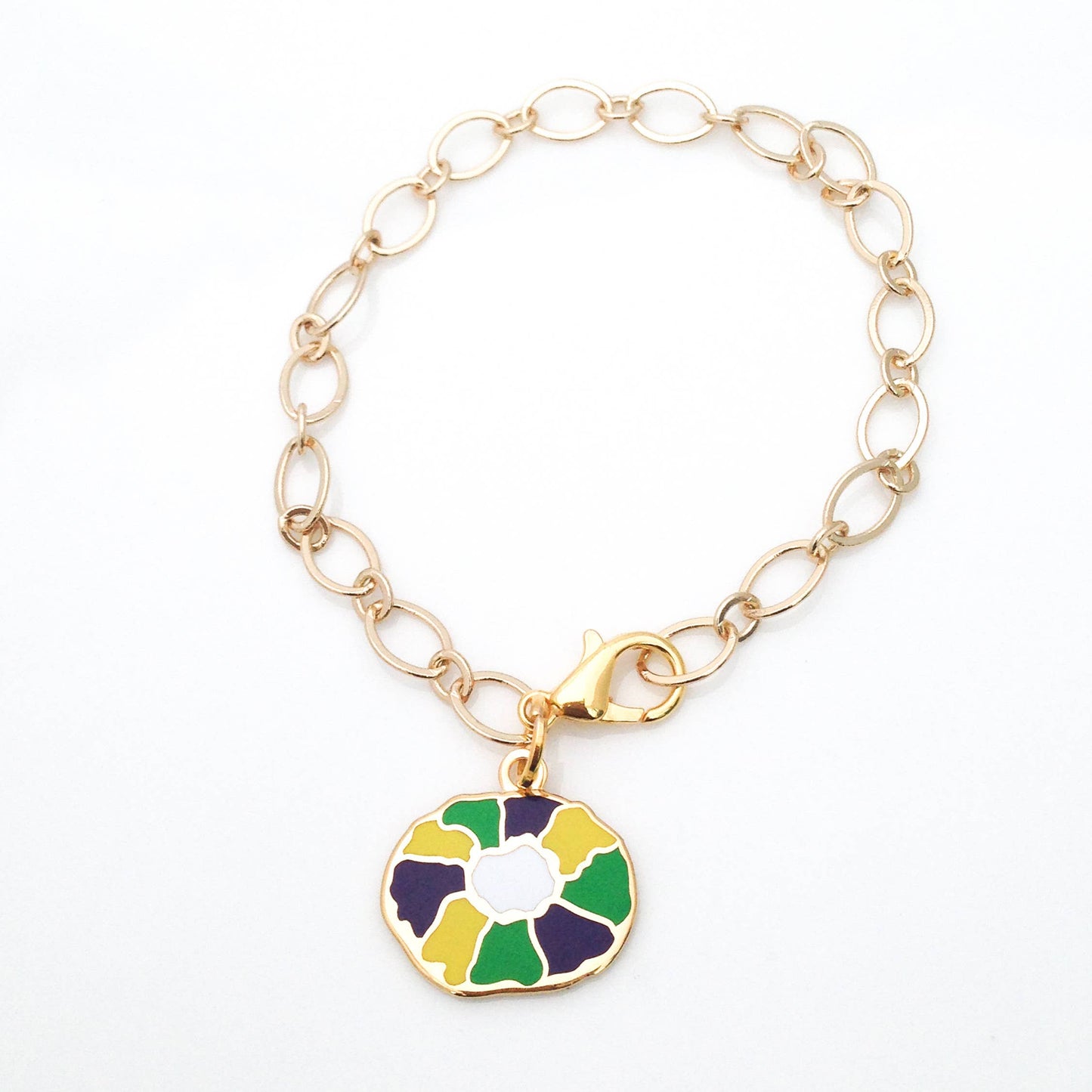 colorful gold bracelet inspired by Mardi Grass Celebration