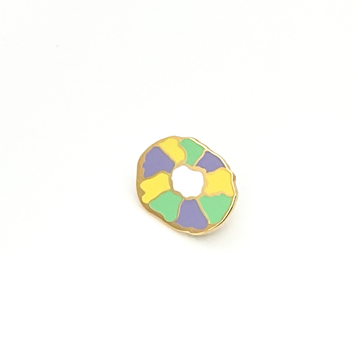 Colorful donut-shaped object on a white background