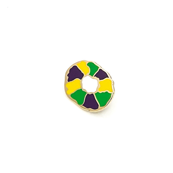 Colorful donut-shaped object on a white background