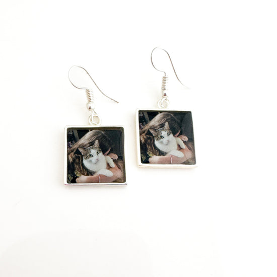earrings made with your pet photo