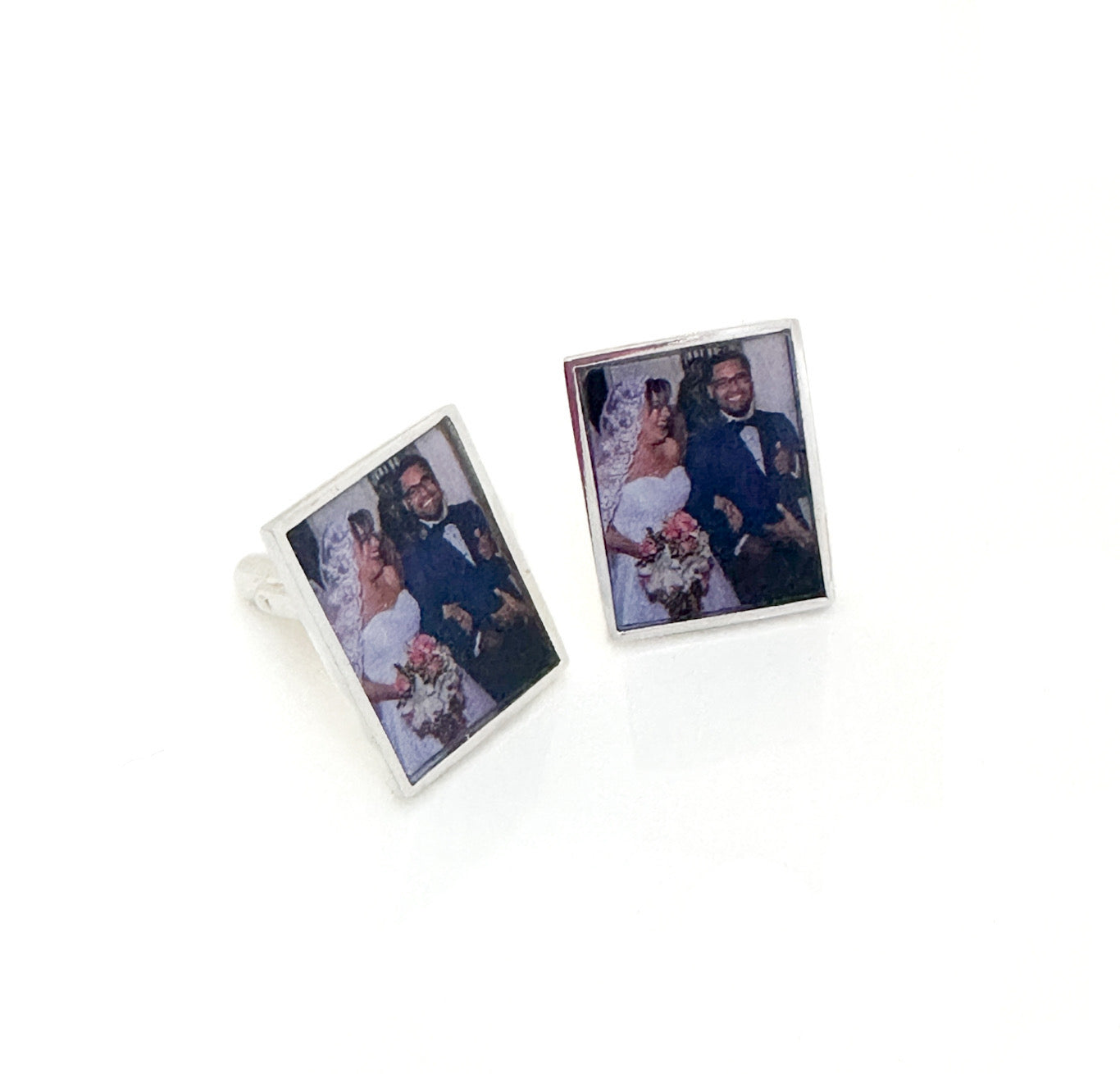 Personalized photo cufflinks featuring your loved one or pet, the perfect keepsake for weddings or Father’s Day.