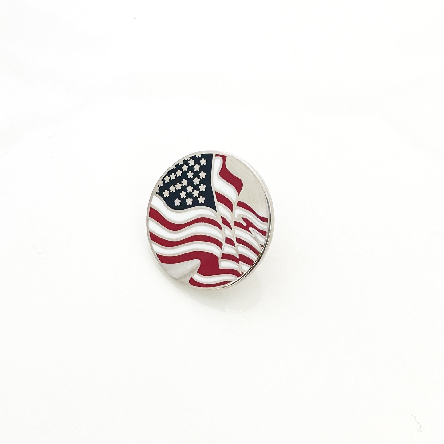 Stars N Stripes Pin in silver featuring a patriotic design with stars and stripes, elegantly crafted to celebrate national pride, perfect for adding a touch of Americana to jackets or bags