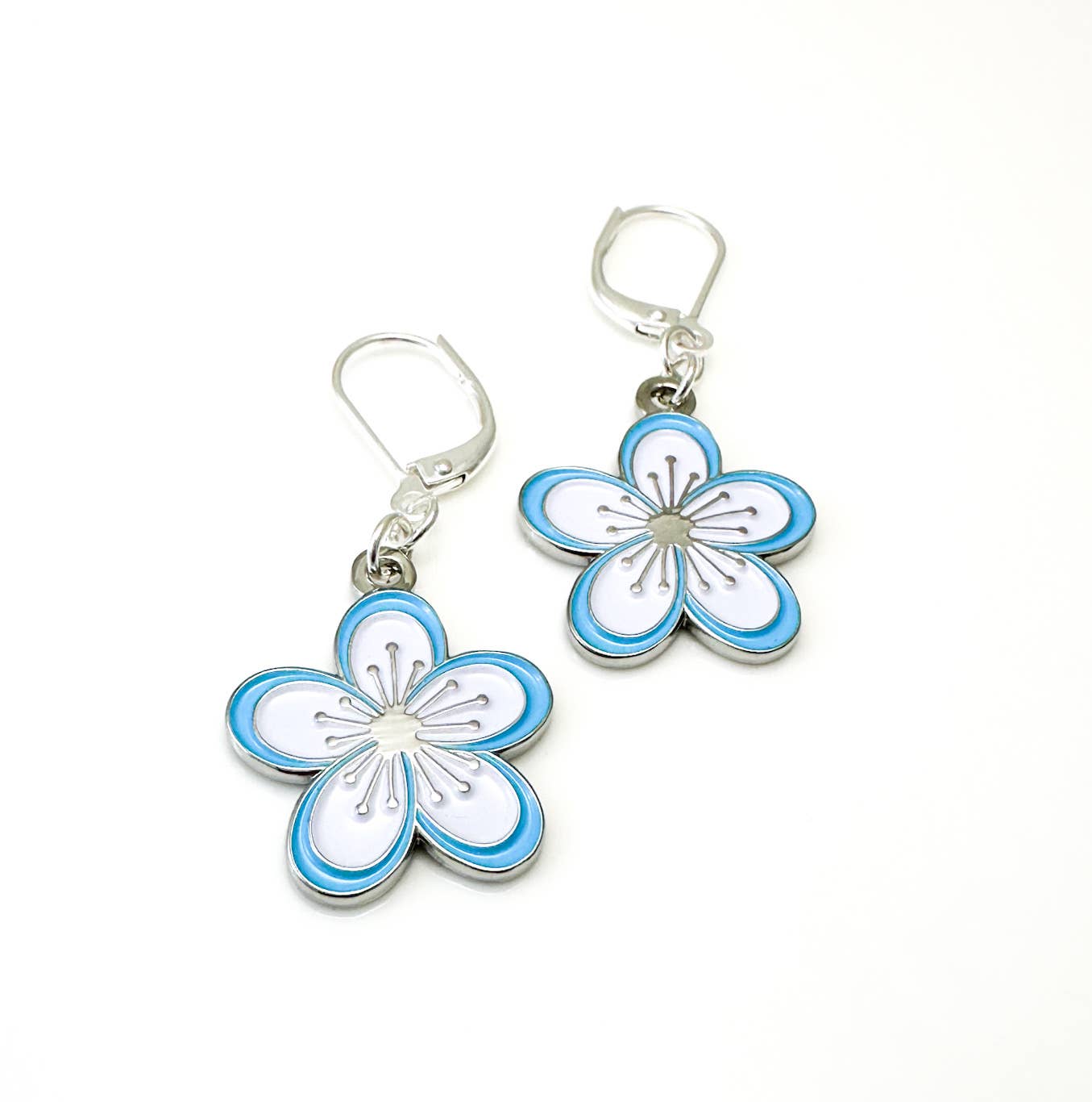 Blossom aqua earrings in silver – cherry blossom inspired jewelry