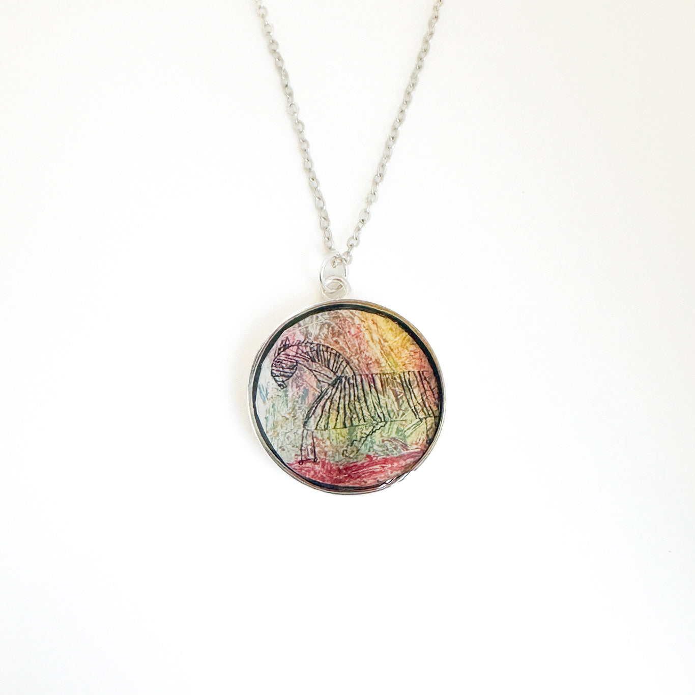 Personalized artwork necklace made from your child’s art or design,  a meaningful keepsake for moms and loved ones.