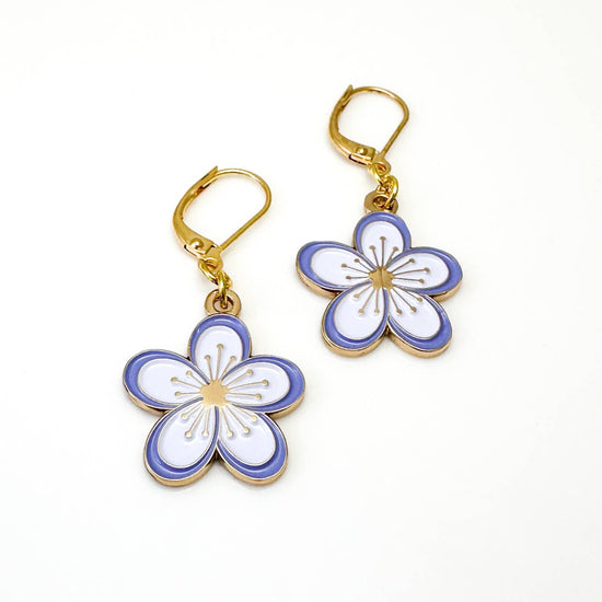 Blossom mauve earrings in gold – cherry blossom inspired jewelry