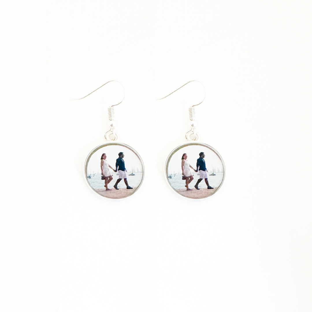 Personalized photo earrings featuring your loved ones or pets, a unique and heartfelt jewelry gift.