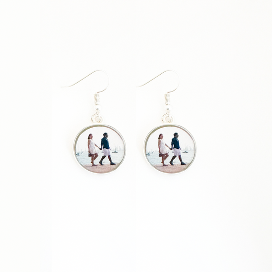 Personalized photo earrings featuring your loved ones or pets, a unique and heartfelt jewelry gift.