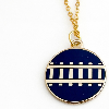 railway enamel nay and gold pendant for necklace and earrings