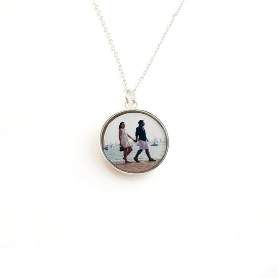 photo necklace with romantic picture inside