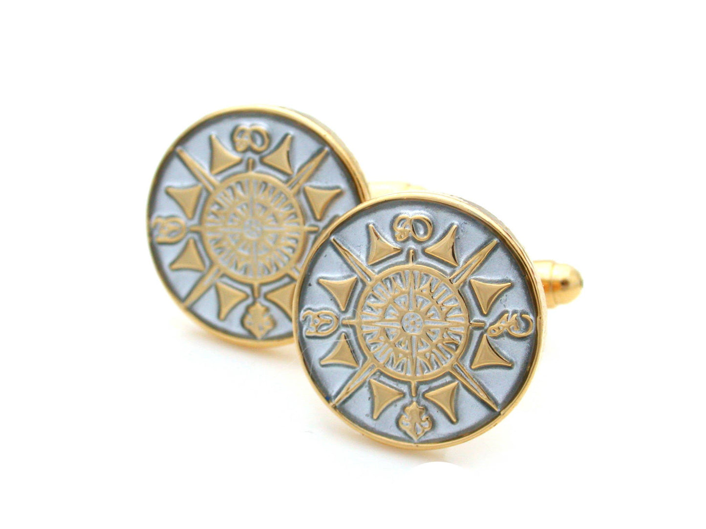 Compass enamel cufflinks – travel-inspired men’s accessories