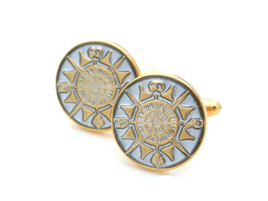 Compass enamel cufflinks – travel-inspired men’s accessories