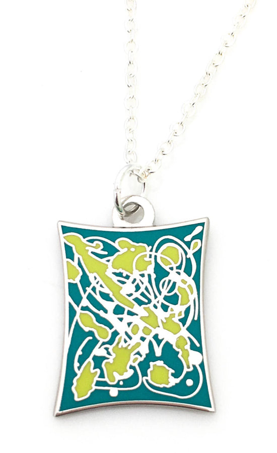 Load image into Gallery viewer, Necklace with a splatter design in blue
