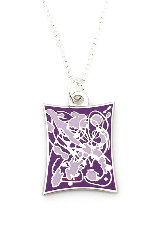 Necklace with a splatter design in purple