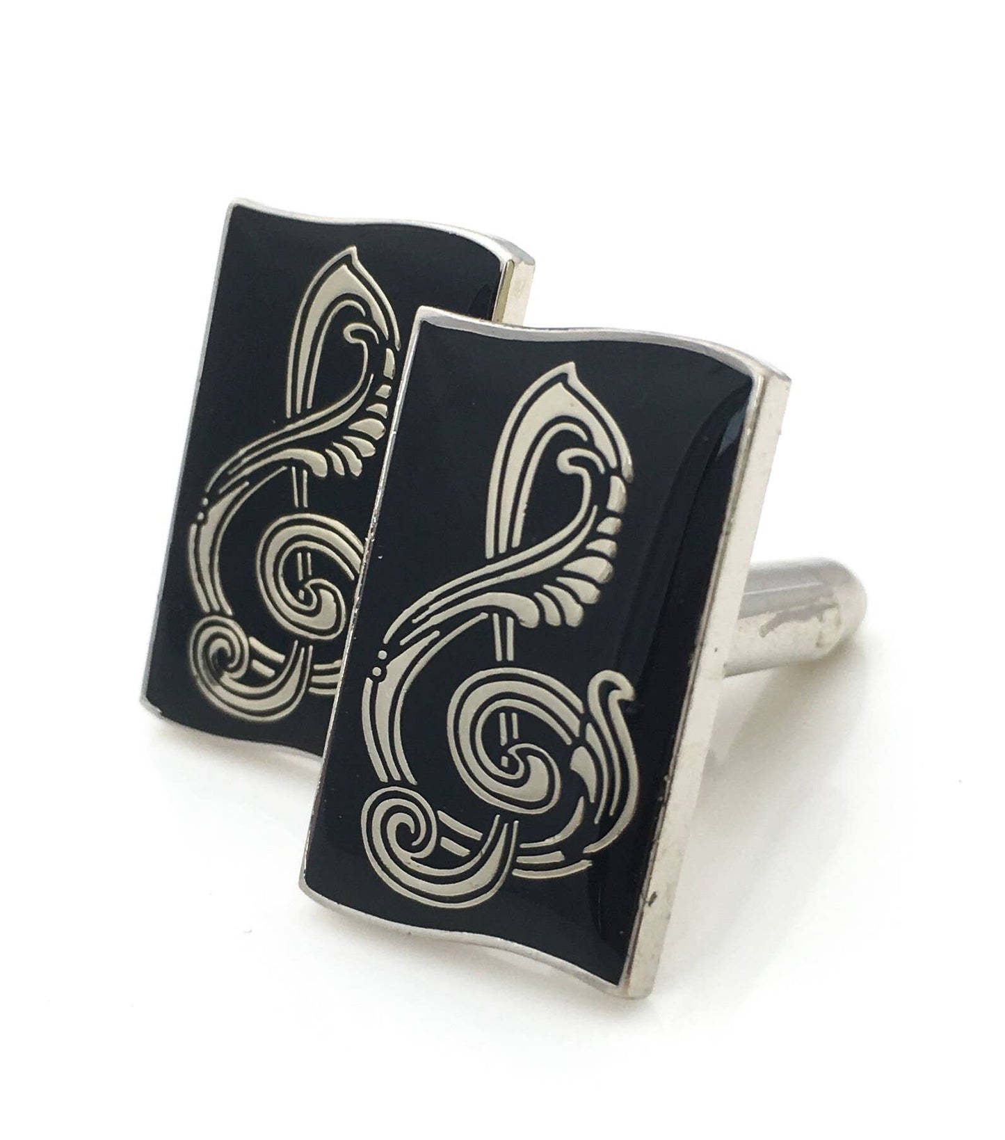 Treble Clef enamel cufflinks in black