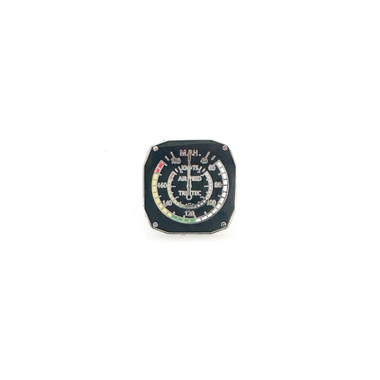 Airspeed Pin featuring a sleek and detailed design inspired by aviation airspeed indicators, crafted with precision to add a touch of aviation flair to jackets, bags, or hats.