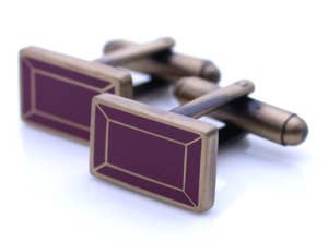 Wine enamel cufflinks in emerald cut gem shape