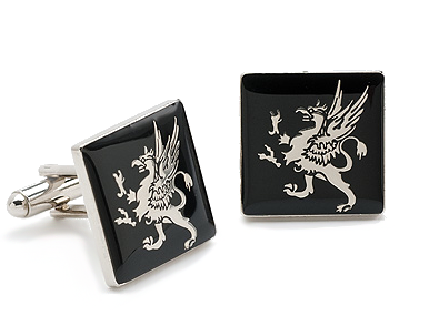 Black enamel griffin cufflinks