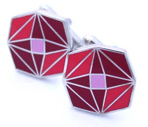 Enamel kaleidoscope pattern in red