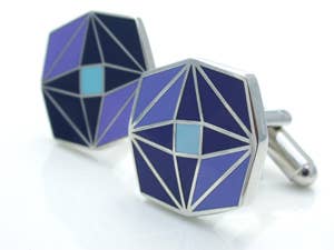 Enamel kaleidoscope pattern in blue