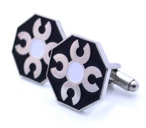 Octagonal enamel cufflinks in black