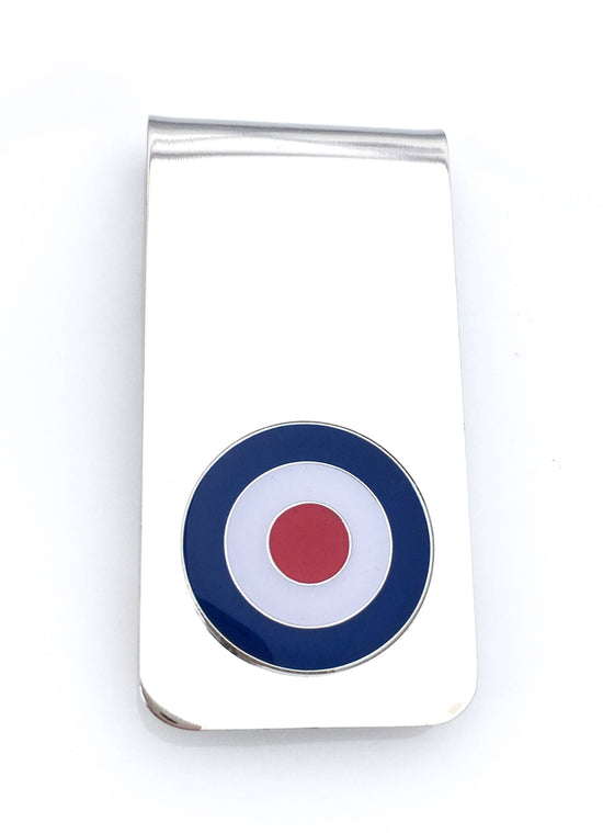 Enamel money clip with the spitfire symbol