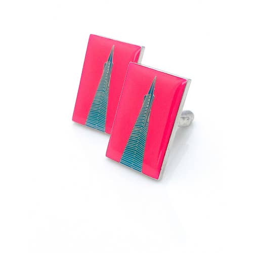 Transamerica Pyramid Inspired Enamel Cufflinks