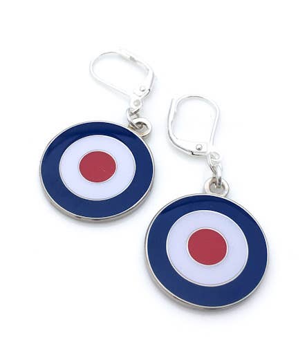 Load image into Gallery viewer, Enamel earrings with the spitfire symbol

