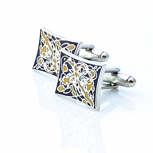 Load image into Gallery viewer, Cufflinks with a splatter design in black
