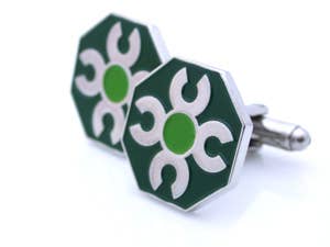 Octagonal enamel cufflinks in green