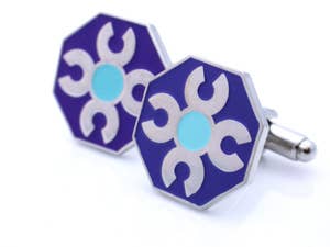 Octagonal enamel cufflinks in blue