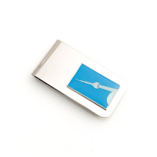 Load image into Gallery viewer, Money clip with enamel CN Tower piece
