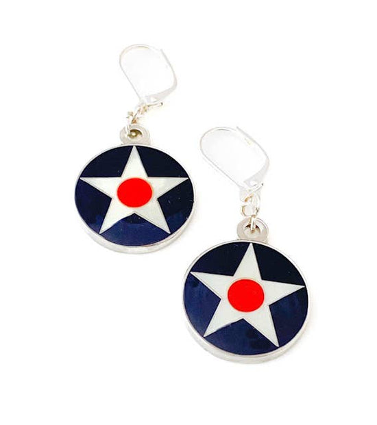 Flight Star insignia enamel earrings